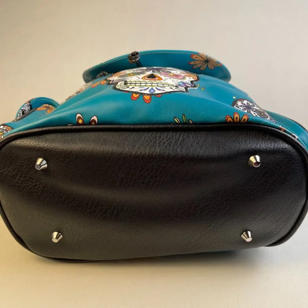 Western Mexicana Skull and Flowers Backpack Turquoise NWT G45SUK-E